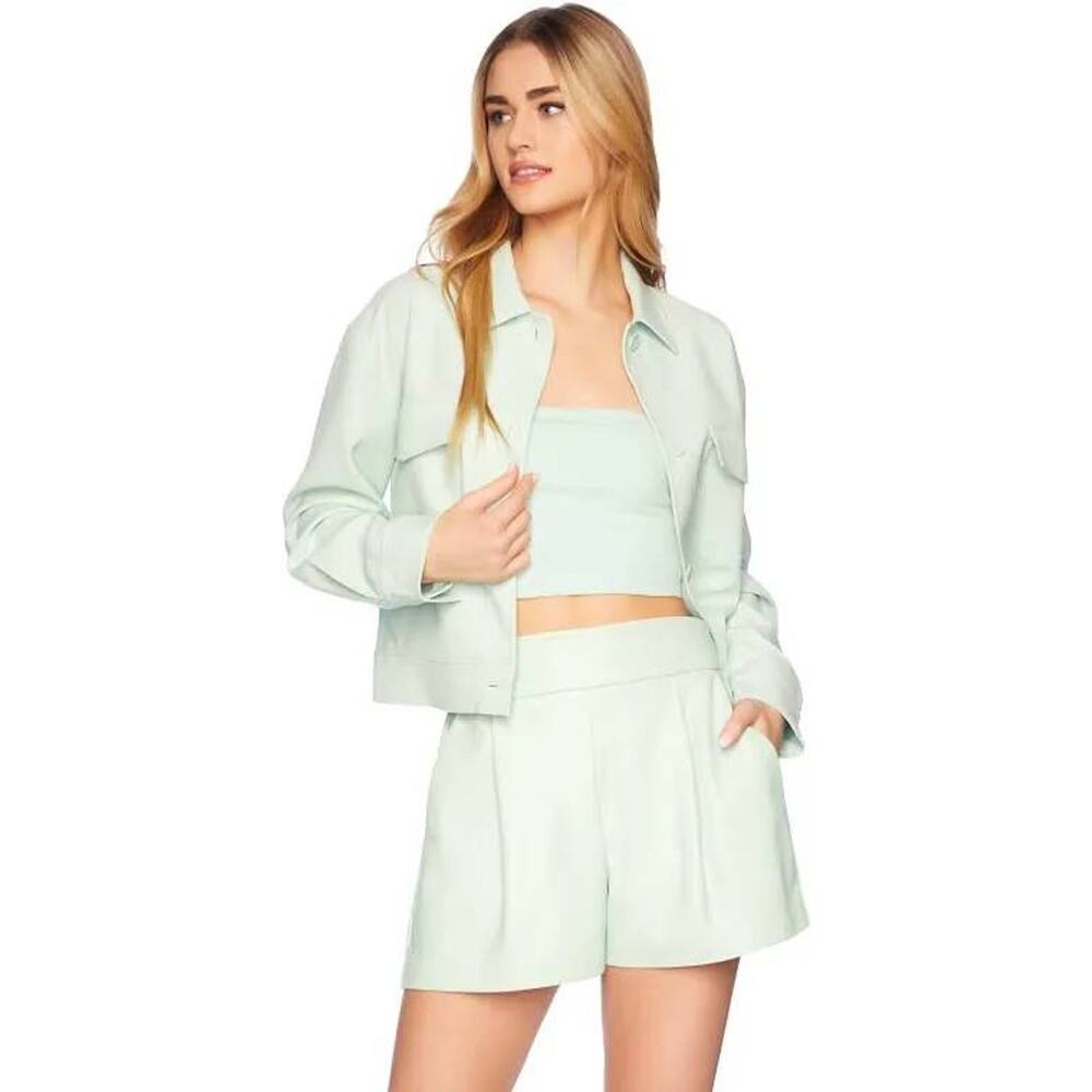 Susana Monaco Faux Leather Pleated Shorts Mint Chip Green S NEW Softgirl Glam